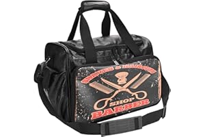 CestoMen PRO Large Capacity Barber Bag - Multi-Pocket Salon Organizer with Protective Lining, Thermal Pockets & Scissor Holder, Waterproof PU Leather for Hair Stylists & Personal Grooming (Black)