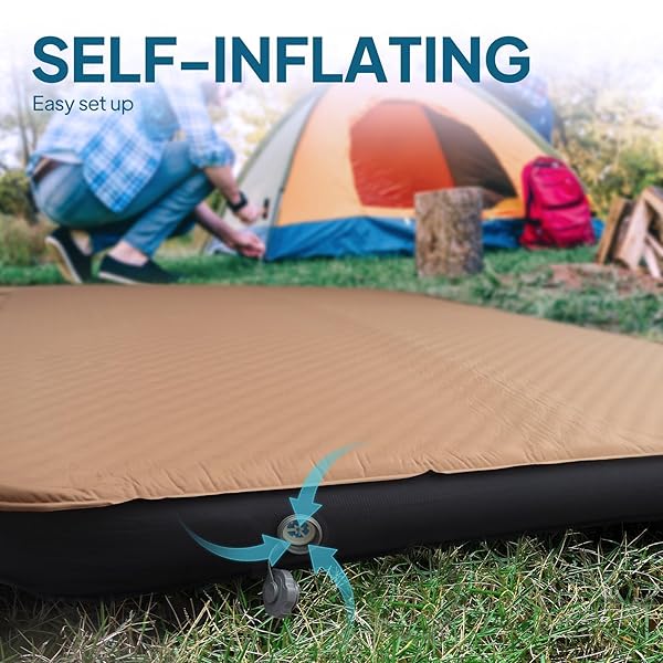 LOSTHORIZON AIR & FOAM CAMPING MATTRESS, SELF-INFLATING SLEEPING PAD, 4.5″ THICK, WITH PUMP SACK, TWIN