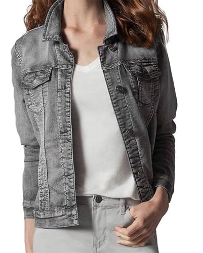 Buffalo David Bitton Women's Knit Stretch Denim Jean Jacket (Grey - Main Image
