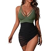 Blooming Jelly Womens One Piece Swimsuit Tummy Control Swim Dress Curvy Modest Bathing Suit Wraps Sarong Swim Suits 2025