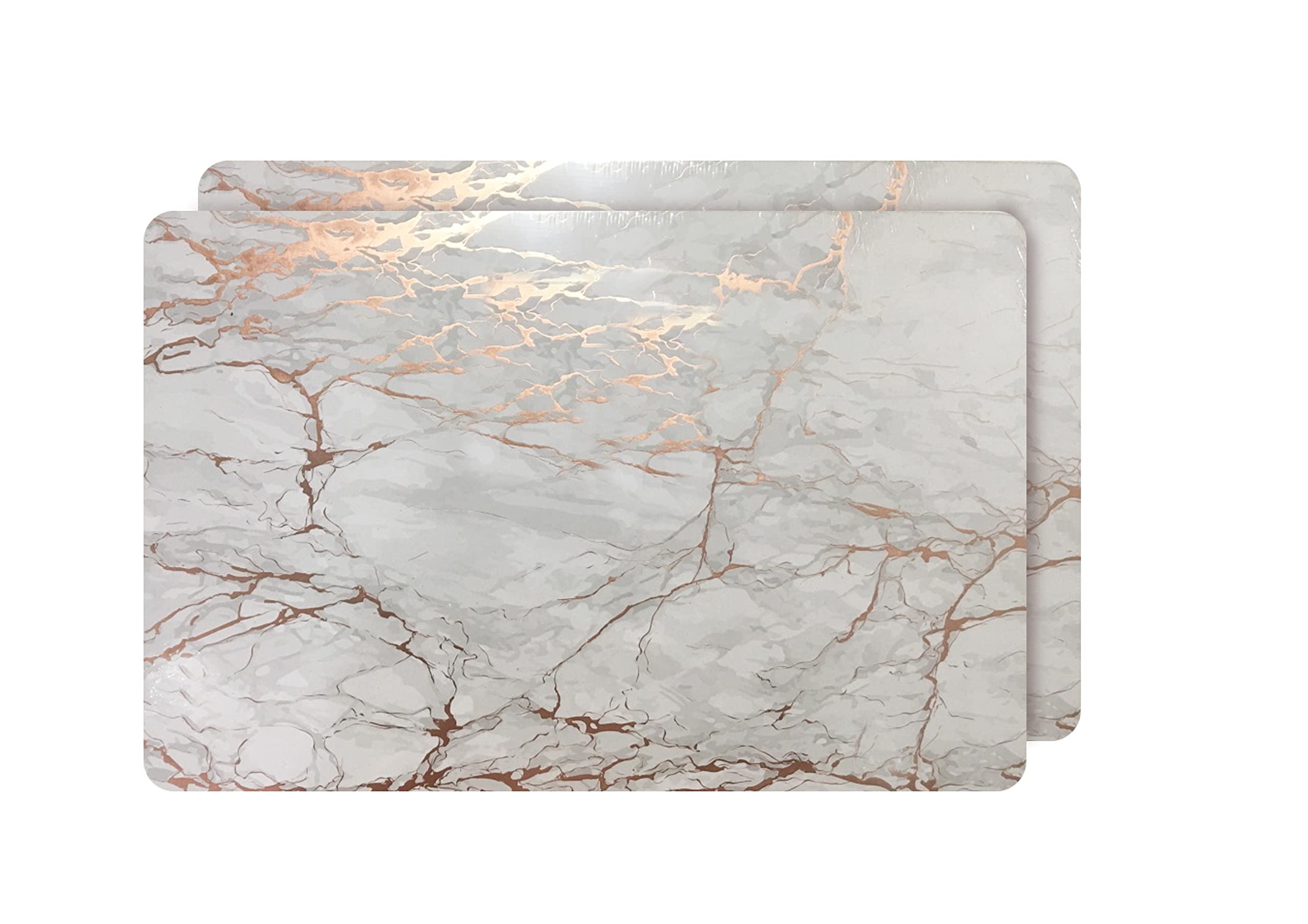 Placemats Kitchen Table Decor Set, Non-Slip Washable Heat Resistant Rose Gold 12x18 In Marble Rectangle
