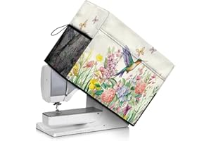 Eheartsgir Hummingbird Butterfly Floral Sewing Machine Stain Resistant Cover with Side & Front Pocket Sewing Machine Protection Case Fit Most Household Size Sewing Machine Easy to Use