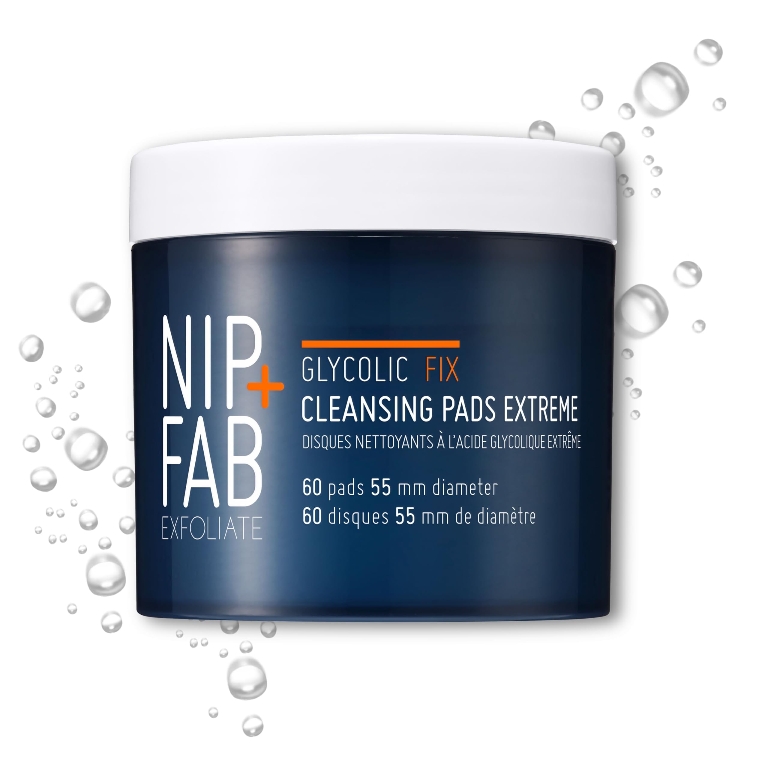 NIP + FAB Glycolic Fix Night Pads Extreme – 5% Glycolic Acid Exfoliating Facial Pads with Salicylic Acid (BHA) for Resurfacing, Deep Pore Clearing & Skin Radiance, 60 Pads