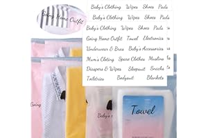 20 Pack Pouches Frosted Bag with 3 Sheets of Clear Hospital Bags Sticker for Labor and Diaper Maternity Essentials 13.78 x 15