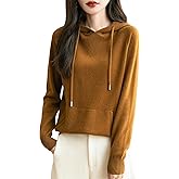 Chanyarn Women's 100% Merino Wool Hoodies 2025 Fall Winter Warm Soft Sweater Long Sleeve Knitted Sweatshirt with Pocket