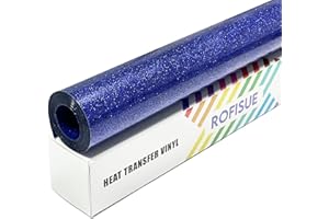 ROFISUE Dark Blue Glitter Heat Transfer Vinyl 12Inch*6FT Glitter Iron on Vinyl for T Shirts Easy to Cut and Weed Compatible with All Cutter Machines HTV Iron on Vinyl for Cricut (Dark Blue)