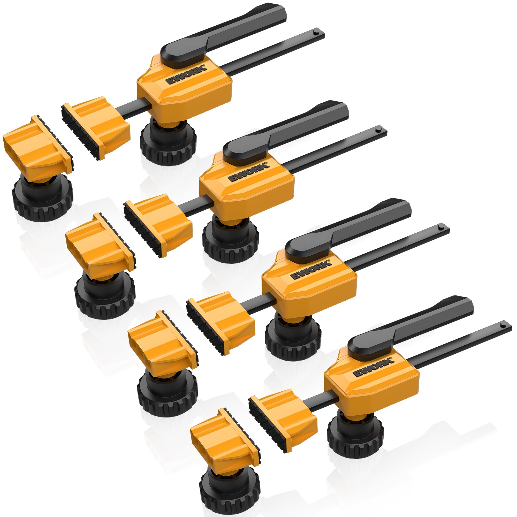 Photo 1 of EWORK Bench Dog Clamp 3/4" Work Bench Dog Hole Clamp Up to 155 Lbs Clamping Force for Woodworking, Adjustable Hold Down Clamp, Quick Clamps for 19mm Bench Dogs (4 Pack)