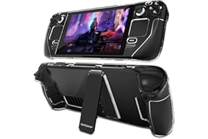 Daydayup Kickstand Protective Case for Steam Deck, Cover Protector with Stand Base, Full Protective Cover Case Compatible with Vavle Steam Deck Accessories, Non-Slip and Anti-Scratch Design, Clear
