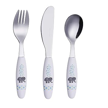 Exzact Kinderbesteck 3 teiliges aus rostfreiem Stahl/spülmaschinengeeignet Kinderbesteckset - 1 x Gabeln, 1 x Menuemesser, 1 