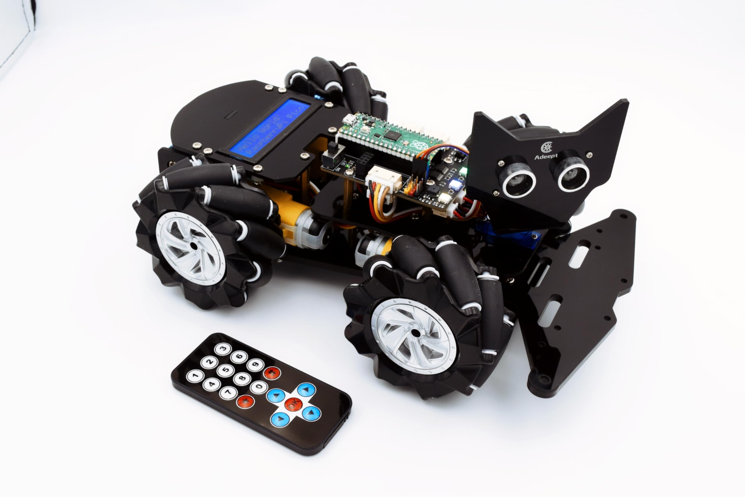 Adeept 4WD Robot Toy for Raspberry Pi Pico Omni-directional Mecanum Wheels Robotic Car Kit DIY STEM Remote Controlled Educational with LCD Display and PDF Tutorials