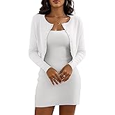 Casuashion Women's Cropped Cardigan Sweaters Crew Neck Button Down Open Front Knit Bolero Shrugs