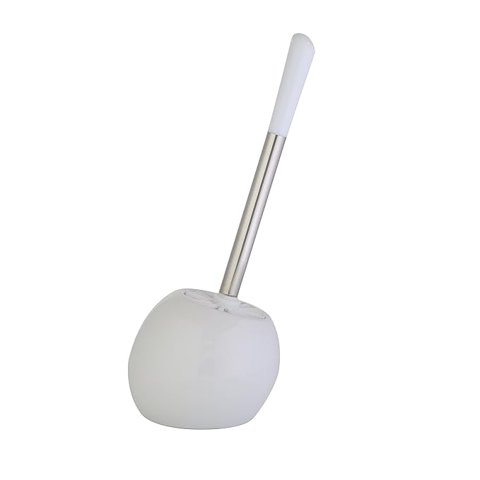 axentia WC-Garnitur Leander in Weiß, langlebige WC-Bürste aus Keramik, Toilettenbürste mit Edelstahlgriff in edlem Design, st