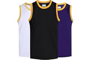 Pullonsy Pack of 3 Men's Basketball Jerseys Mesh Athletic Team Sports Uniforms Hip Hop Shirts Tank Tops