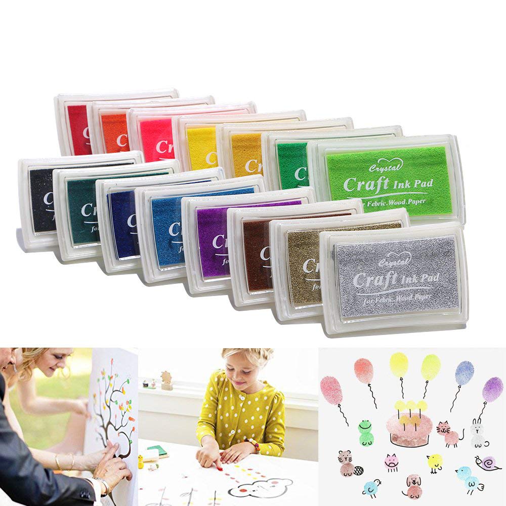 CCINEE 15 Colors Ink Pads - For Use with any Rubber Art/Craft Stamps