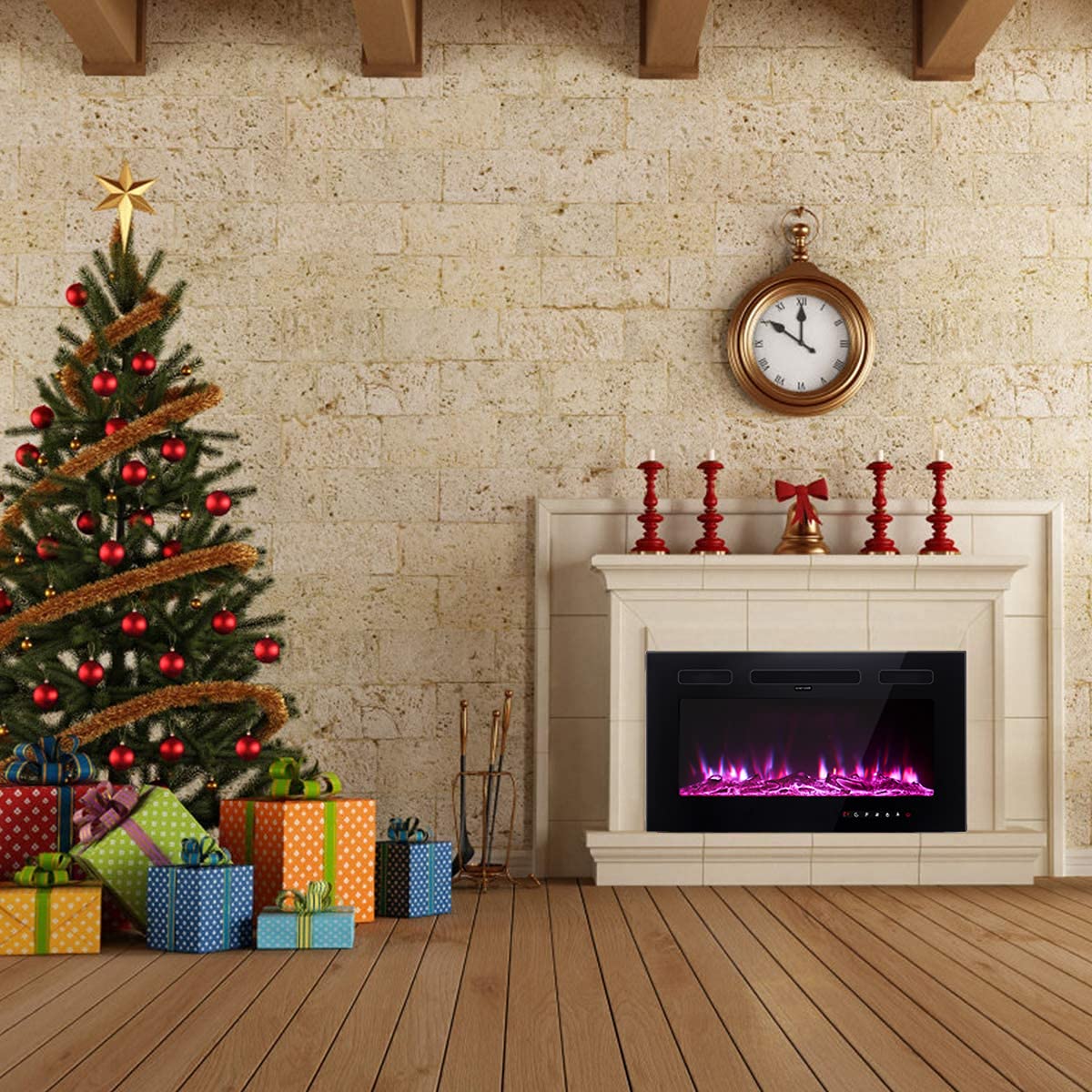 Maxhonor La chimenea eléctrica inserta el calentador independiente para la sala de estar chimenea flotante con 12 colores LED con ficha y piedras, calentadores de espacio para uso interior, 1500W/750W, negro, 30 pulgadas Maxhonor La chimenea eléctrica inserta el calentador independiente para la sala de estar chimenea flotante con 12 colores LED con ficha y piedras, calentadores de espacio para uso interior, 1500W/750W, negro, 30 pulgadas