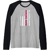 Diesel Truck Girl Flag American Woman USA Brothers Turbo Raglan Baseball Tee