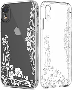 GREATRULY Non Slip Flower Clear Case for iPhone XR 6.1 Inch,Drop Protection Floral Design Phone Case for Women/Girls,Durable Slim Soft Protective TPU Silicone Bumper Cover Shell,Flower-12