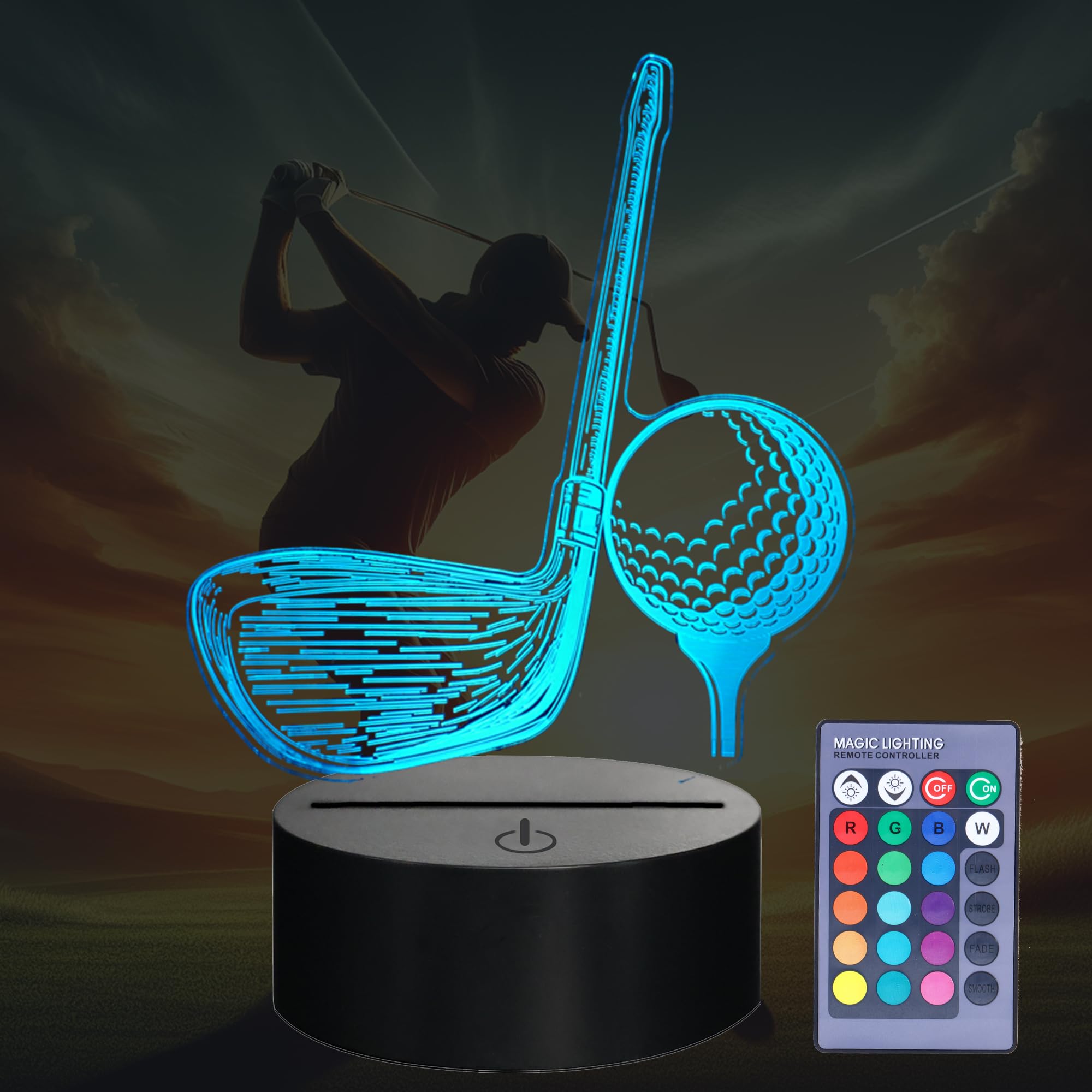 POSSHE Golf Night Light, Golf Club Gifts, 3D