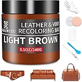 Leather Recoloring Balm,8.5oz Leather Color Restorer,Light Brown Leather Repair kit for Furniture and Car Interior,Leather Couch Scratch Repair,Leather Dye Paint for Faded,Cracked and Damaged Leather