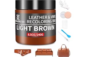 SHADAIWUYU Leather Recoloring Balm,8.5oz Leather Color Restorer,Light Brown Leather Repair kit for Furniture and Car Interior,Leather Couch Scratch Repair,Leather Dye Paint for Faded,Cracked and Damaged Leather