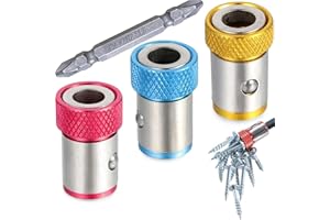 TIEEC 3-Pack Screwdriver Head Magnetic Ring for Drill & License Plate Screws - Universal 1/4" Hex Magnetizer, Heavy-Duty Magnetic Screw Holder & Ring Replacement for Power Bits
