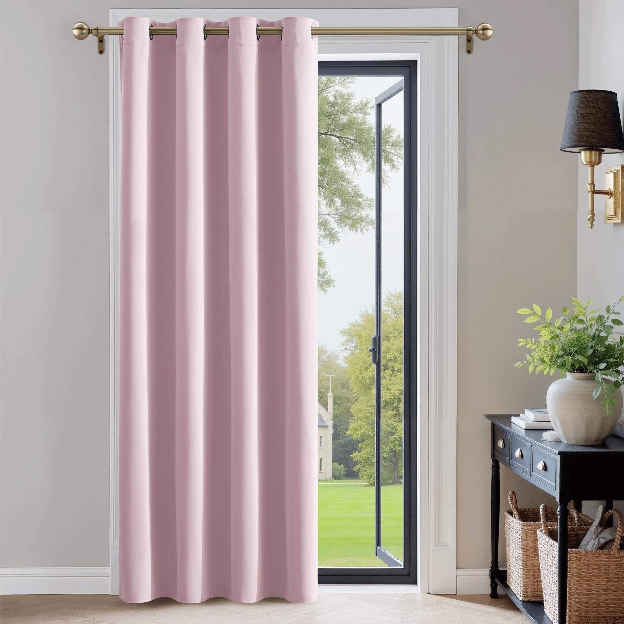 PONY DANCE Pink Girls Bedroom Curtain - Nursery Decor Thermal Single Door Panel for Window Treatment/Room Darkening & Energy Saving, 1 Piece, 52-inch by 84-inch, Pink