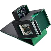 Mage Tech Card Deck Box for MTG Commander - Patented Design, Commander Display, Fits 100 Double-Sleeved Cards, 35pt Card Brick &amp; Dice Tray - Black/Green