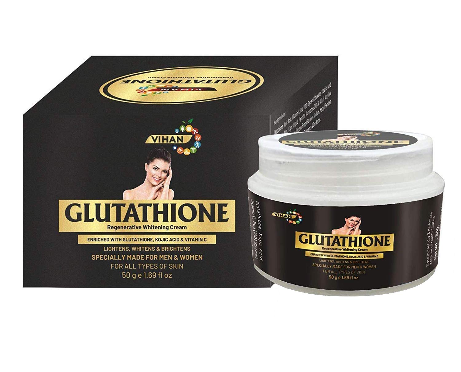 Vihan L Glutathione Cream For Skin Whitening, Enrich With Kojic Acid