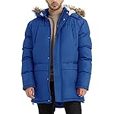 VOPOKER Men's Long Winter Hooded Jacket Warm Windproof Puffy Coat Padded Thicken Parka Jackets