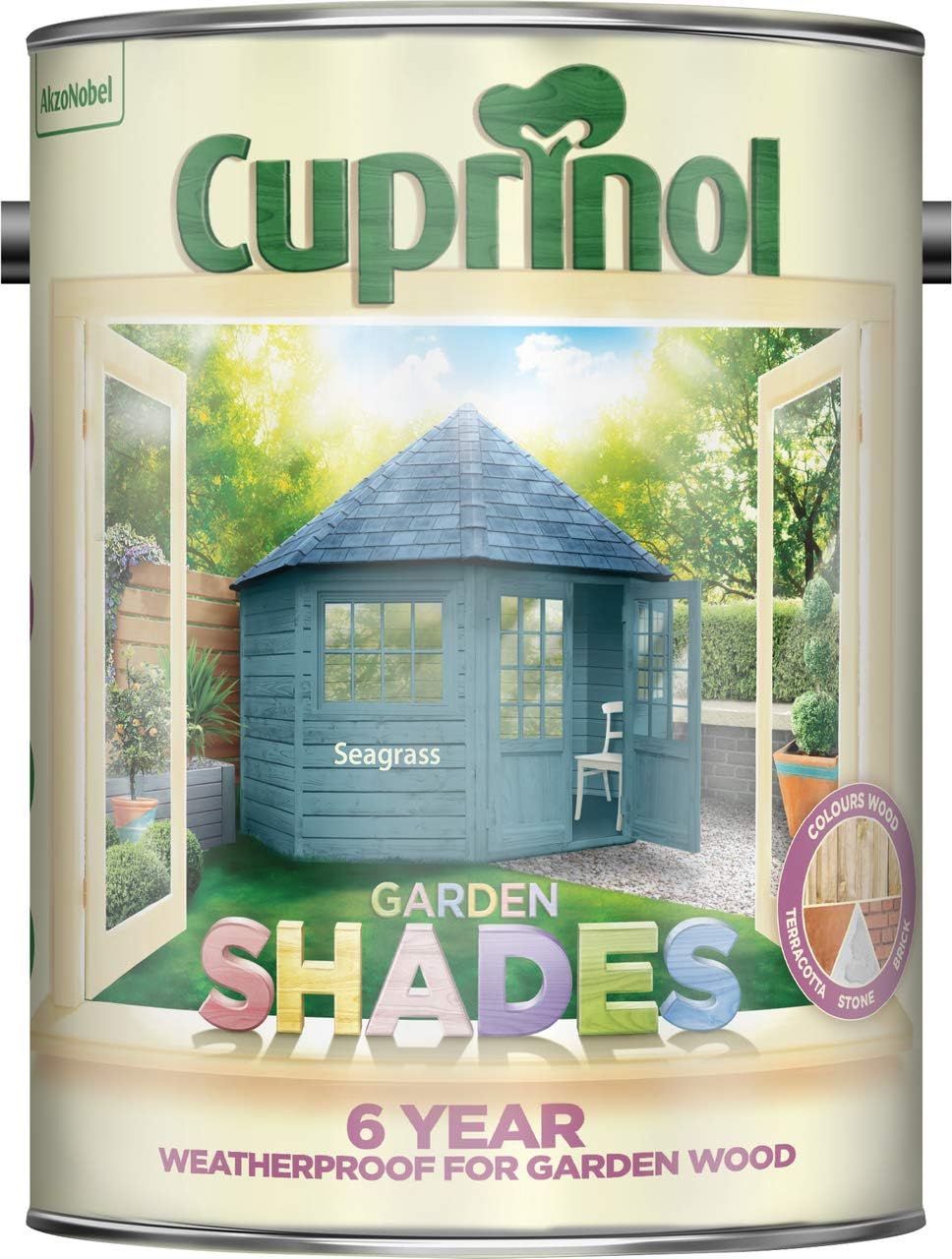 Cuprinol CUPGSSEA5L 5 Litre Garden Shades Paint - Seagrass, 5 l (Pack of 1)
