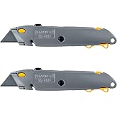 STANLEY 6-3/8 in Quick Change Retractable Utility Knife, 2-Pk (STHT10274) | No screwdriver needed, 3-position blade slide,quick change retractable blade, integrated storage, ergonomic, string cutter