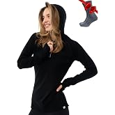 100% Merino Wool Hoodie Women - Slim Fit Quarter Zip Thermal Base Layer | Lightweight, Breathable Wool Hoodie, Naturally Odor-Resistant, Moisture-Wicking Sweatshirt, Ideal for Hiking, Travel, Camping