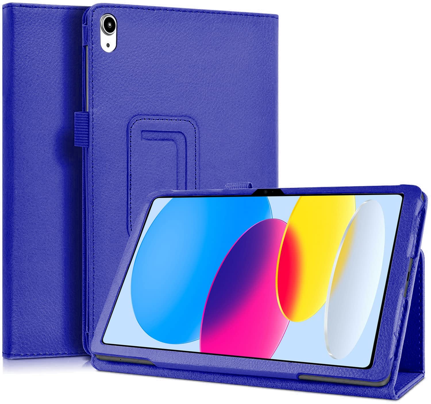 KONDUWANA 10.9 Inch iPad 10th Generation Case 2022 | Premium PU Leather Flip Case with Auto Wake/Sleep Feature (Navy)