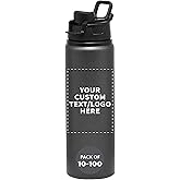 DISCOUNT PROMOS Custom Aluminum Water Bottles Snap Lids 25 oz. Set of 10/50/100 Personalized Bulk Pack Reusable for Gym Hiking Cycling School - Charcoal