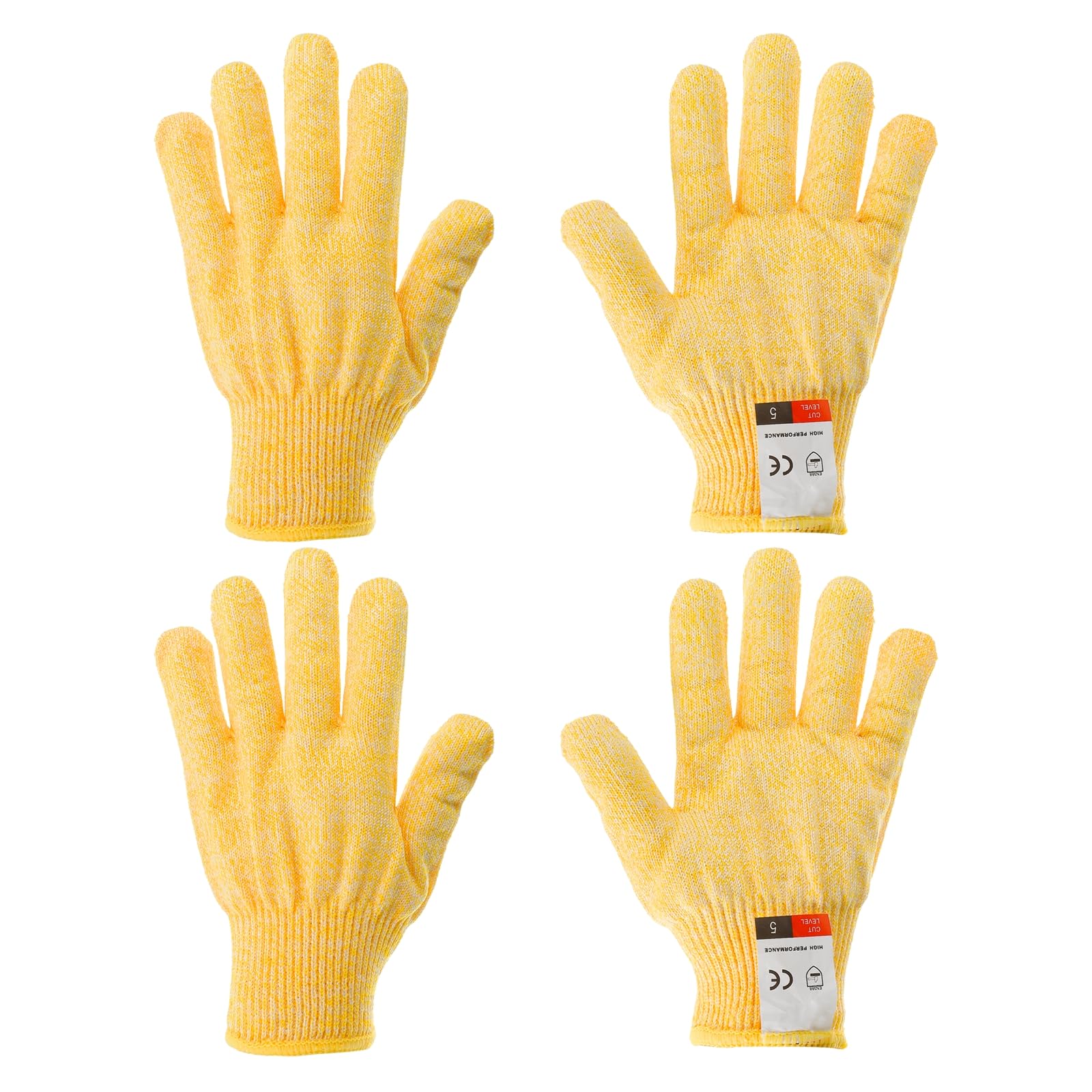 PATIKIL Cut Resistant Gloves, 2 Pair Level 5 Protection Anti Cutting Gloves Cut Proof Gloves for Kitchen Wood Carving Working, Large, Yellow
