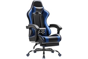 GUNJI Ergonomic Gaming Chair with Footrest and Massage Function - Computer Chair for Adults, Teens & Kids - Adjustable Reclin