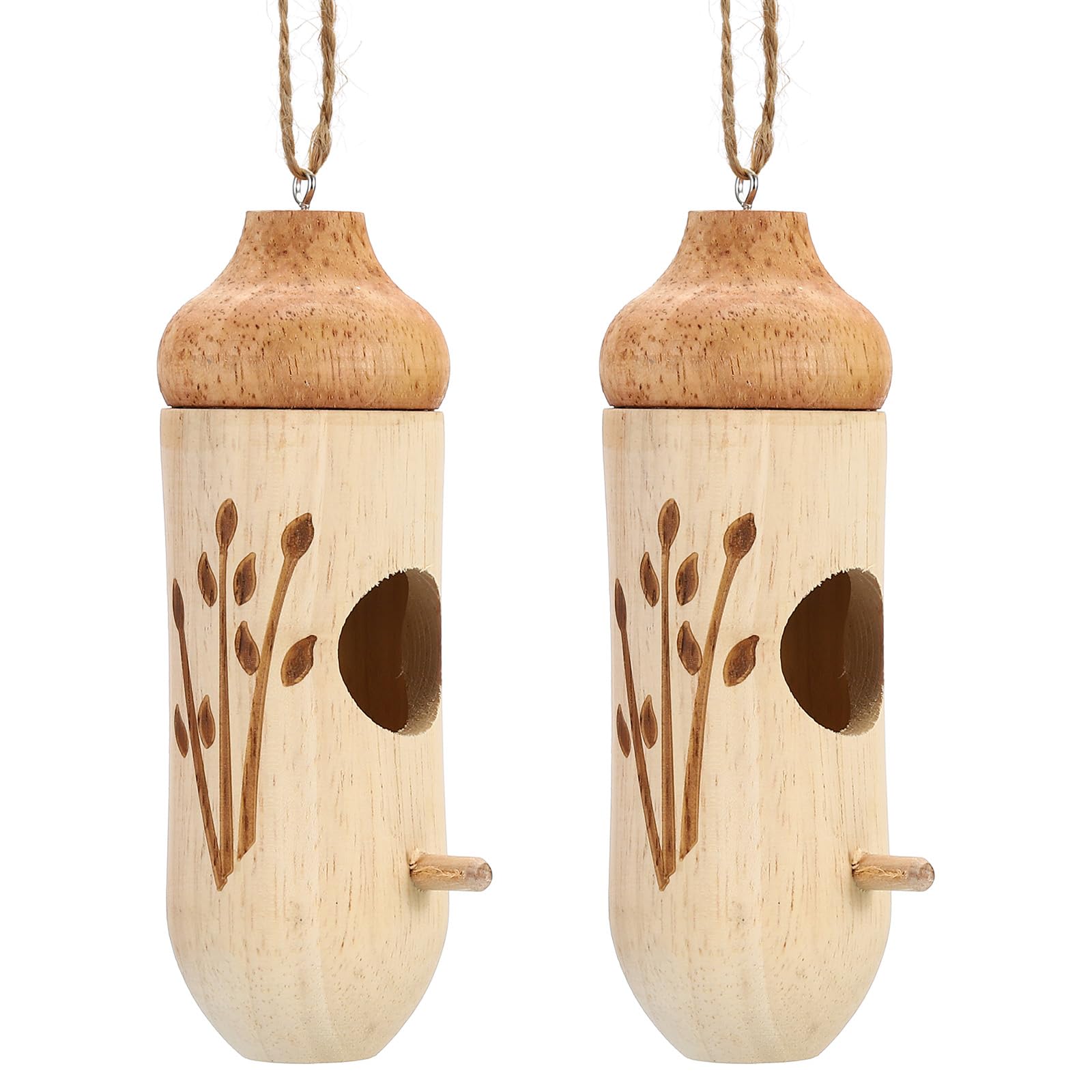 PATIKIL Hummingbird House, 2 Pack Humming Bird Houses Wooden Hummingbird Nest Swing Nest for Outside Hanging Nesting Garden, Style 4