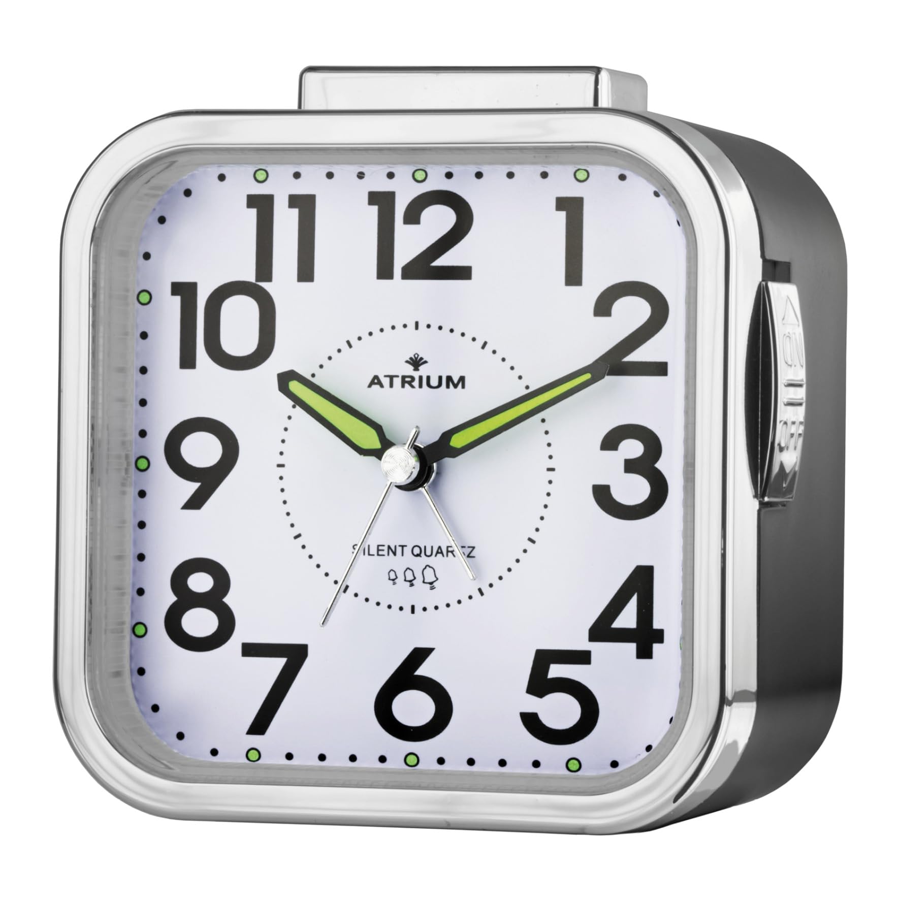 Atrium A530-7 Analogue Quartz Alarm Clock without Ticking Large Numbers Extra Loud Black