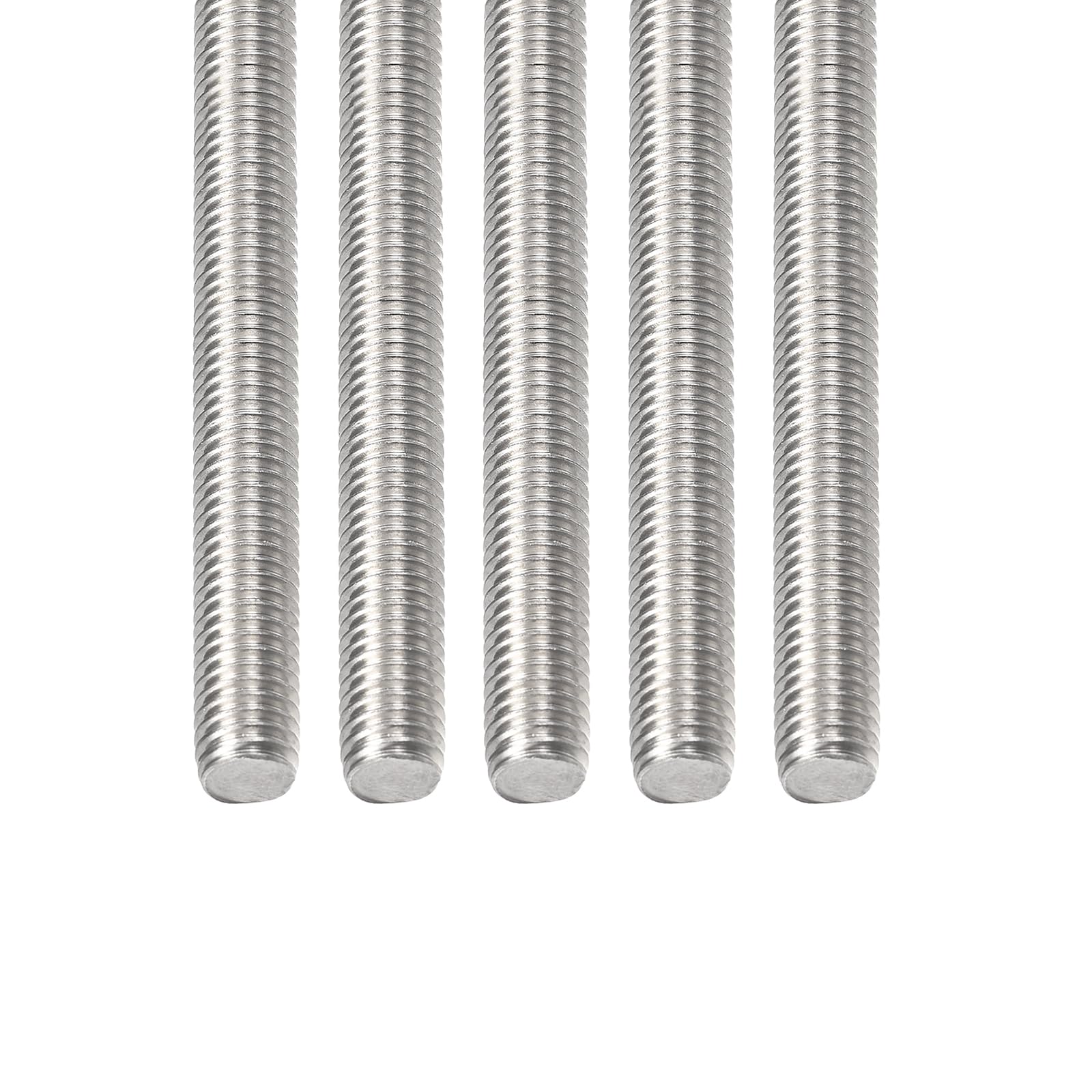 DTGN M8x1.25x70mm(DxPxL) Fully Threaded Rod - 5Pack - Good for Machinery - 304 Stainless Steel Right Hand Thread Rods Bar Studs - Silver