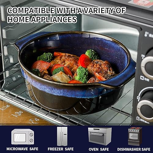 KOOV Ceramic Casserole Dish with Lid Oven Safe, Quart Casserole Dish,  Covered Round Casserole Dish Set, in