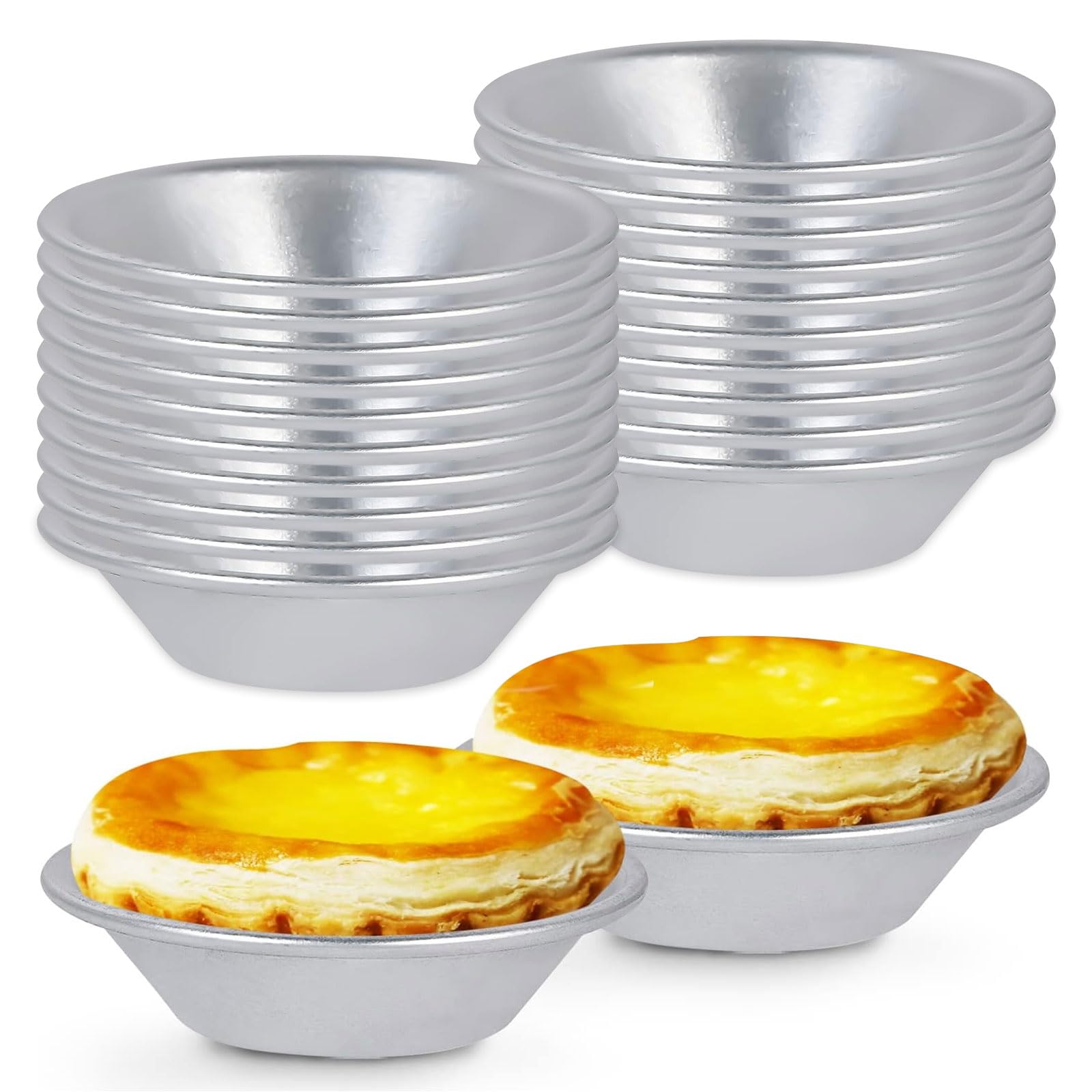 WUERKIYA 20 Pcs Yorkshire Pudding Tray, Mini Muffin Tray, Aluminium Egg Tart Mould, Baking Moulds Mini Pie Dishes, Non-Stick Mini Baking Pudding Tins Set, for Egg Tart Baking Tray Cupcake Cup DIY