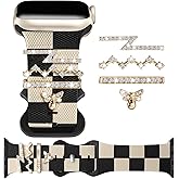 Silicone Strap for Apple watch band 38mm 40mm 41mm 42mm 44mm 45mm 46mm 49mm with Bling Bee Charms, Soft Sport Bracelet for iWatch Bands Series 11 10 9 8 7 6 5 4 3 SE SE2 SE3 Ultra for Women