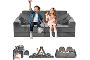 JWPEHOE 12pcs Modular Kids Play Couch - CPC Certified Convertible Toddler Sectional Sofa, Washable Durable Foam Floor Cushion for Kids Playroom (Play Fort/Castle)