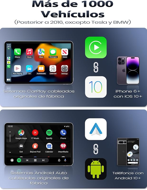 Mini Wireless CarPlay e Android Auto para navegação GPS, azul — foto 6 de 8