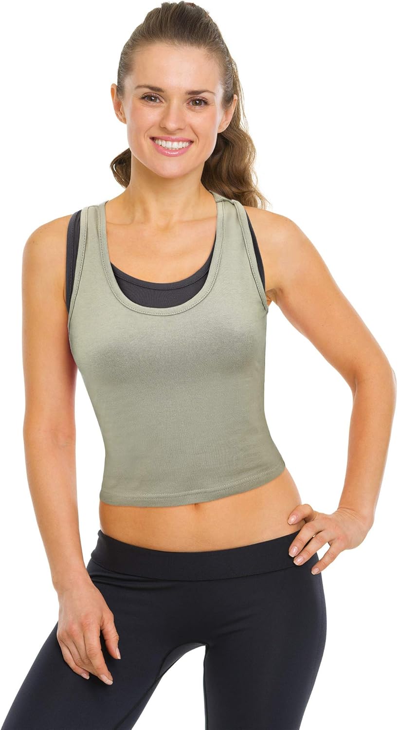 4 Pieces Basic Crop Tank Tops Sleeveless Racerback Crop Sport Cotton Top for Women: Clothing