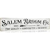 Dsyvukt Salem Broom Co Vintage Signs Retro Metal Tin Signs for Kitchen Home Halloween Wall Bar Farmhouse Halloween Decor Halloween Front Door Decor 4x16 Inches