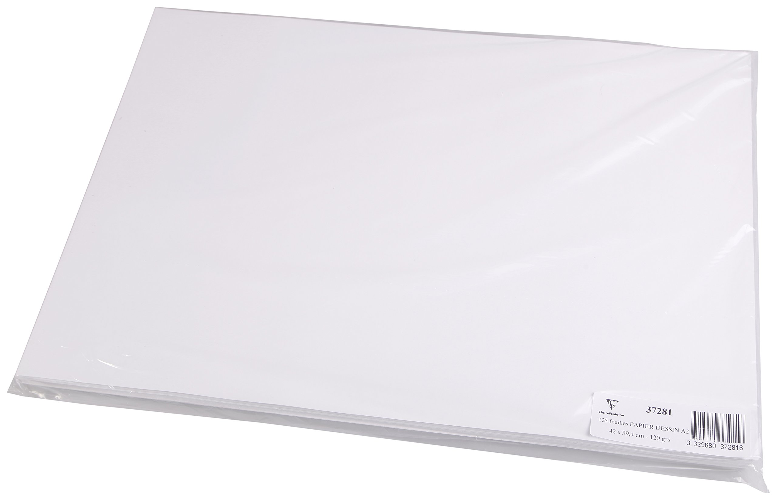 Clairefontaine - Ref 37281C - White Drawing Sketch Paper (Pack of 250 Sheets) - A2 (42 x 59.4cm) - 120gsm Paper, pH Neutral, Acid Free, Suitable for Sketching & Drawing