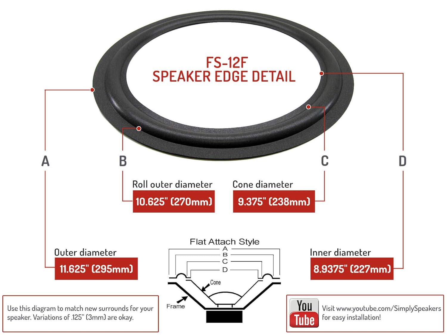 Pair MCS 12 Inch Foam Speaker Repair Kit FSK12F Audio & Video