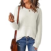 Dokotoo Womens Sweaters Crewneck Ribbed Knit Waffle Pullover Sweaters 2025 Fall Winter Fashion Clothes
