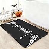 Halloween Skull Bath Mats for Bathroom 17x27 Inch Non-Slip Bath Decor Rug | Goth skeleton bath mat, super absorbent, quick dry, low-profile, washable, perfect gothic spooky home decorations gift
